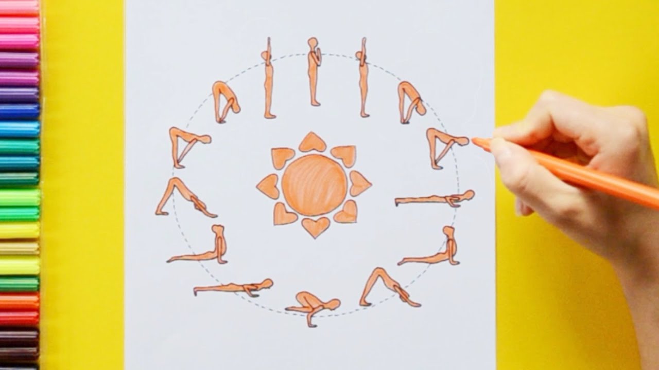How to draw Surya Namaskar or Sun Salutation