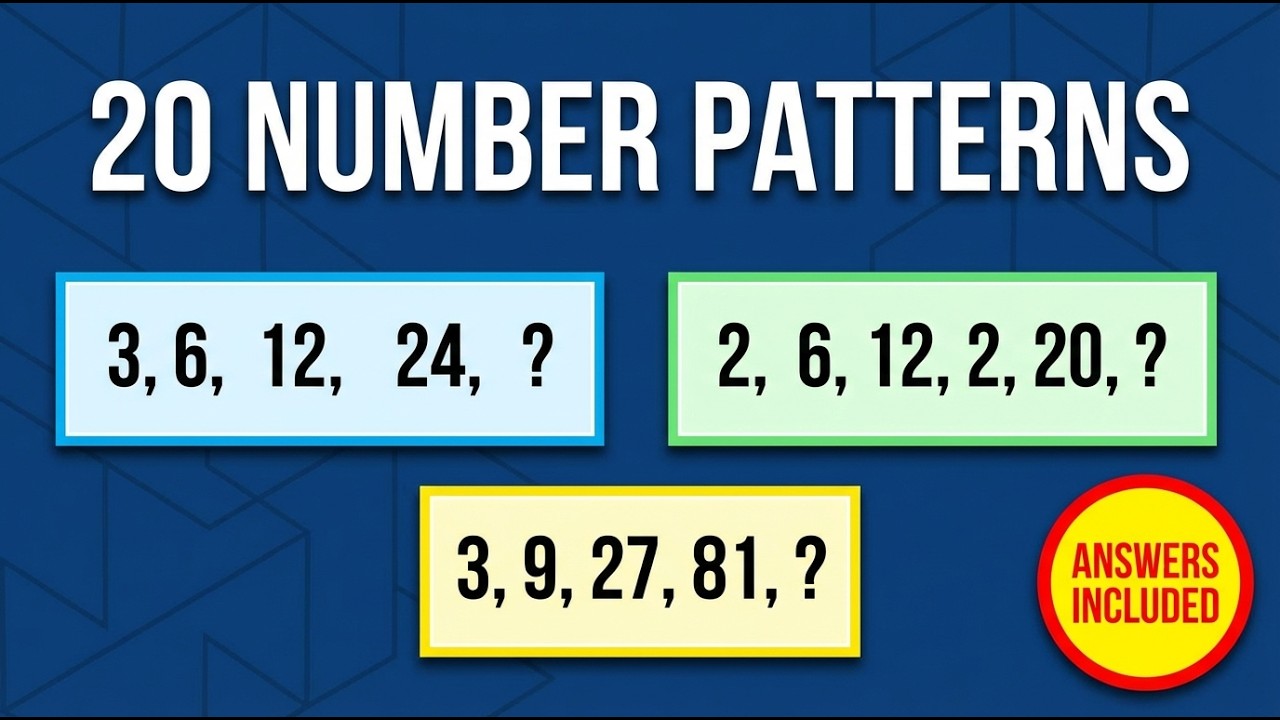‘Guess the Next Number’ Sequence IQ Test with 20 puzzles