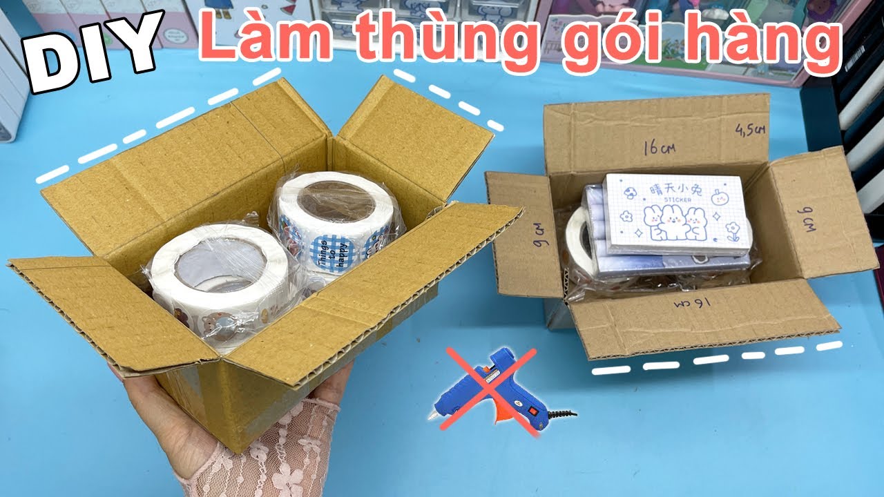 Cách làm THÙNG GÓI HÀNG đơn giản, không dùng súng bắn keo | DIY carton box | Liam Channel