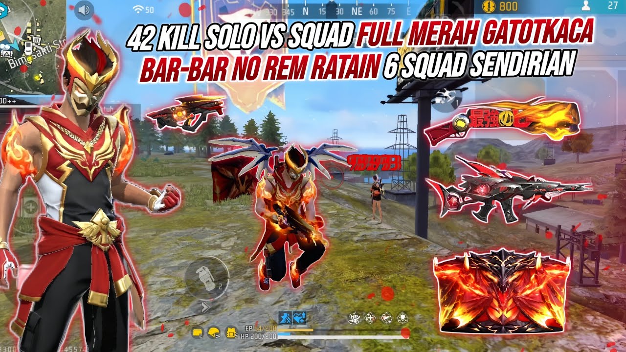 42 KILL SOLO VS SQUAD FULL MERAH GATOTKACA !!! BAR-BAR NO REM RATAIN 6 SQUAD SENDIRIAN DI PEAK🔥🔥🔥