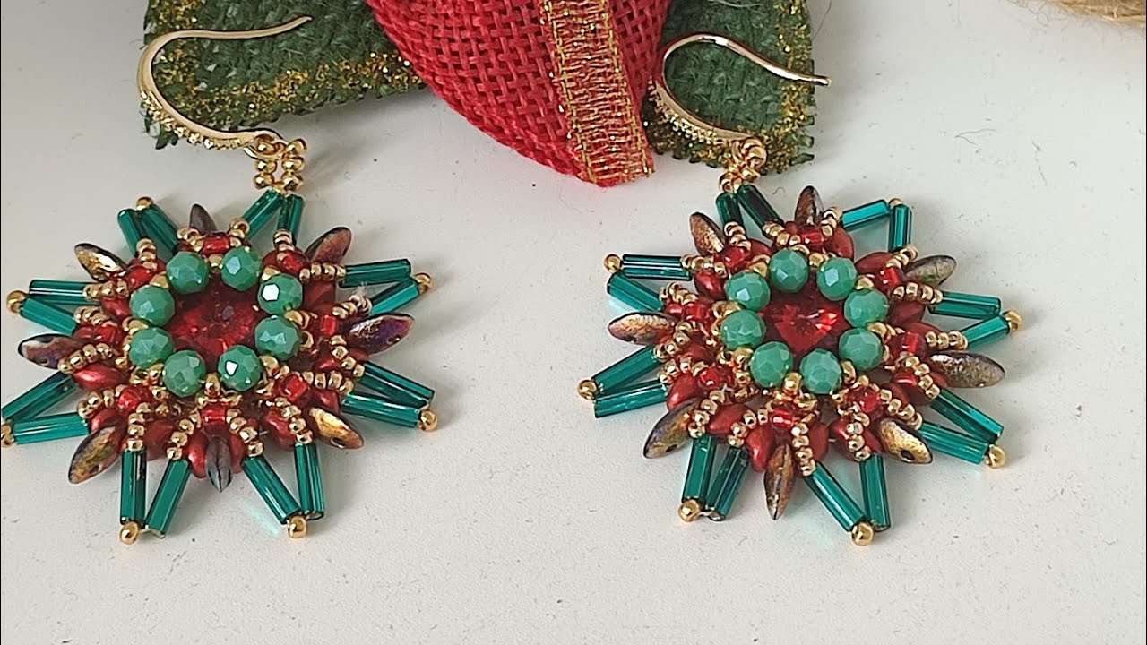 DIY tutorial orecchini Stella di Natale #beading #earrings #pendant