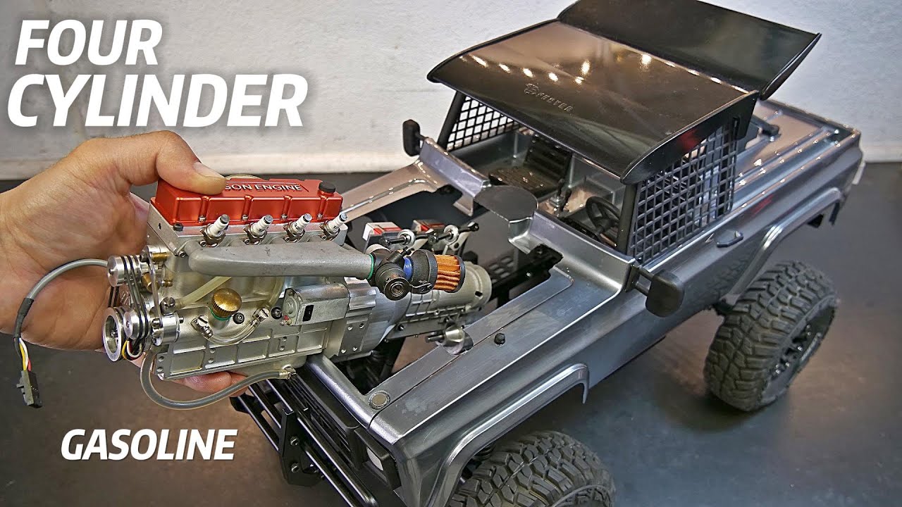 Fitting a Miniature 4 CYLINDER Engine (17.5cc) + Gearbox on the 4x4!