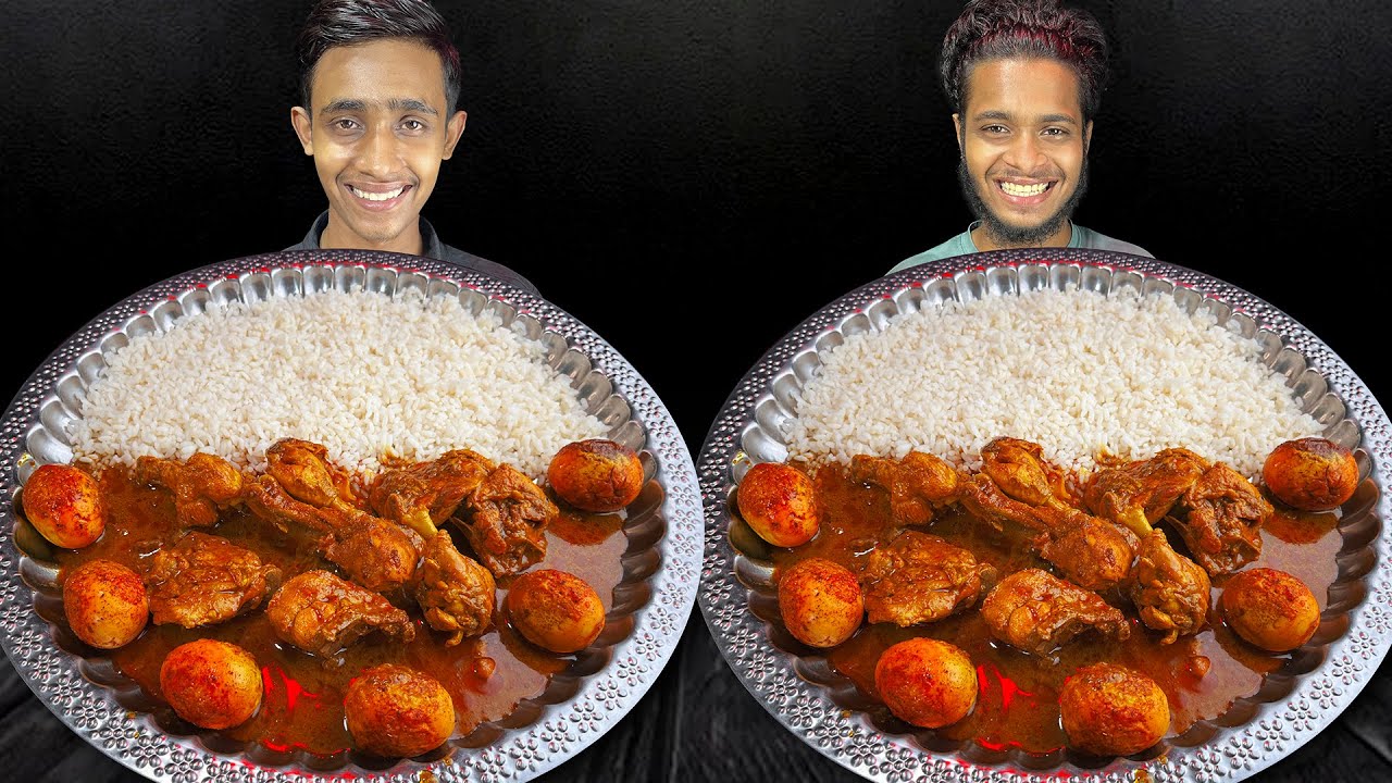 Spicy Chicken Curry With Rice Eating Competition || Chicken Curry Egg Curry Eating Challenge