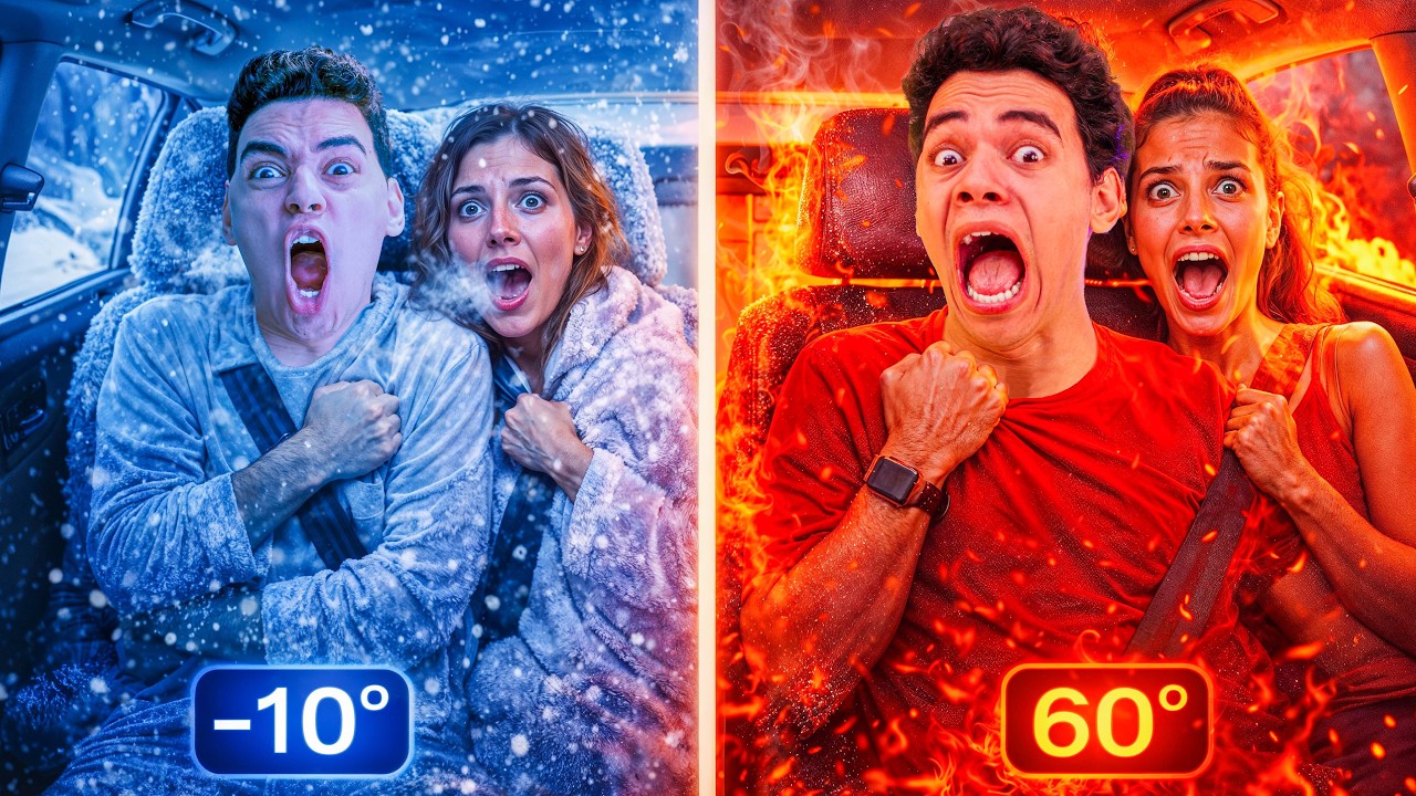 تحدي السيارة الحارة 🥵VS السيارة الباردة🥶 (نهاية صادمة ) 😨!!