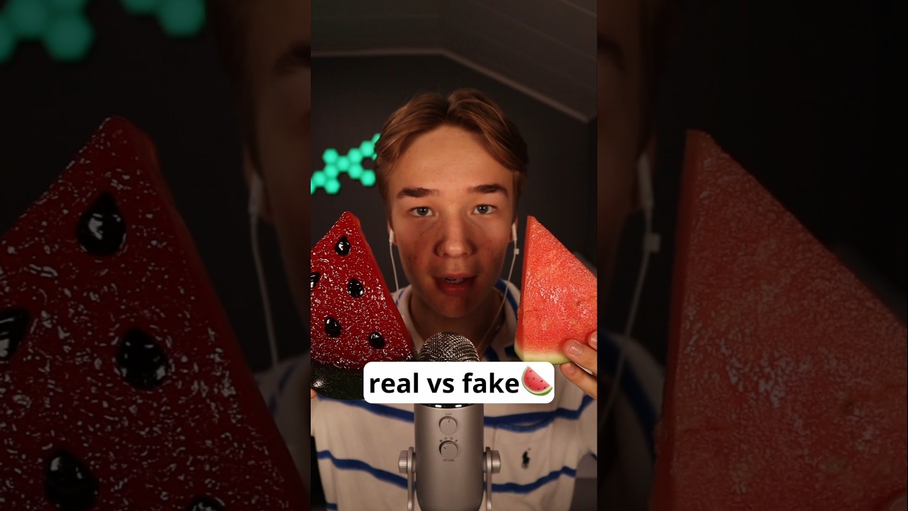 Real vs fake watermelon🍉 #asmr #asmrvideos #asmrsounds #asmrcommunity #asmreating