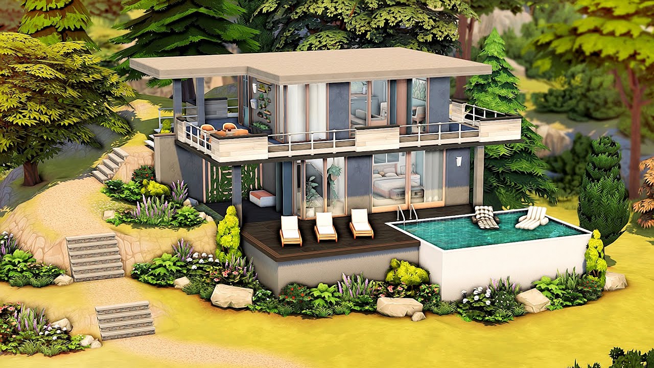 LUXURY HILLSIDE HOUSE 🖤 | The Sims 4 Speed Build