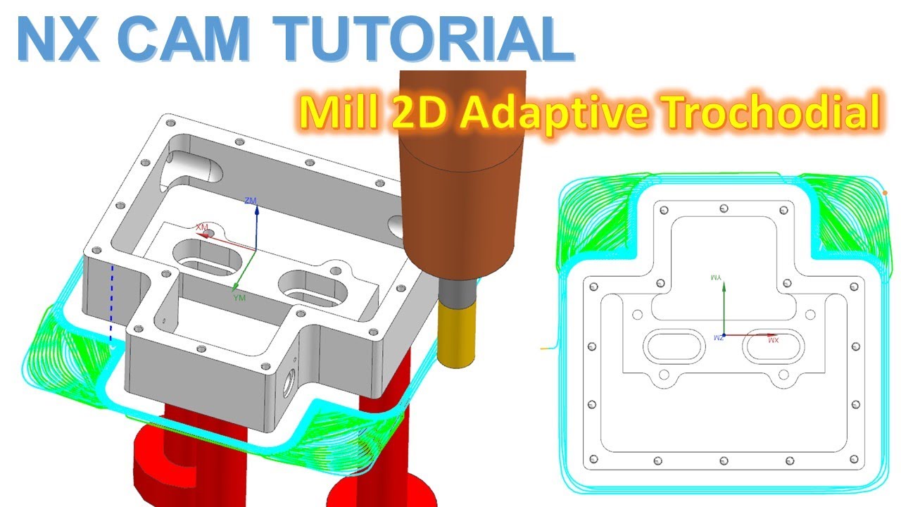NX CAM Tutorial #22 | Mill 2D Toolpath High Speed Adaptive Trochodial