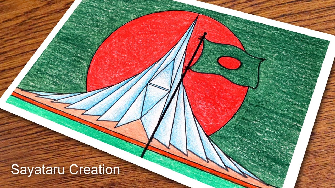 16 December Victory Day Scenery Drawing, National Monument of Bangladesh drawing