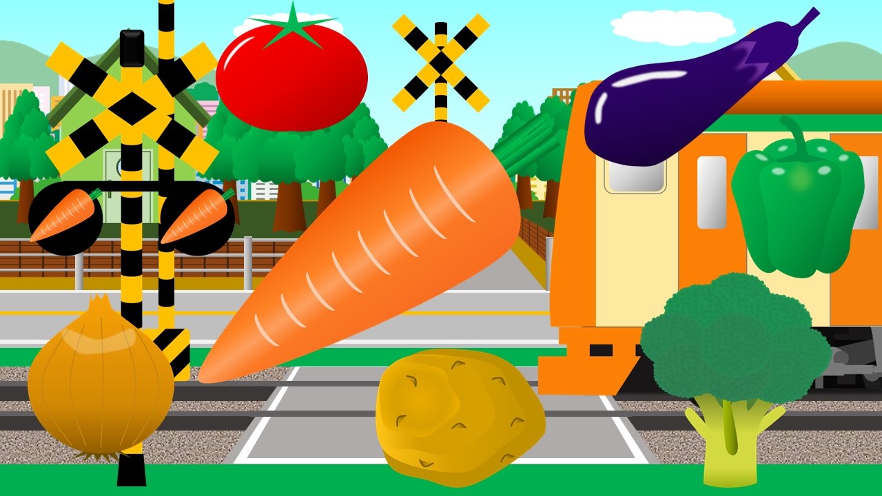 変な音がする野菜踏切 | Learn Names of Vegetables for kids