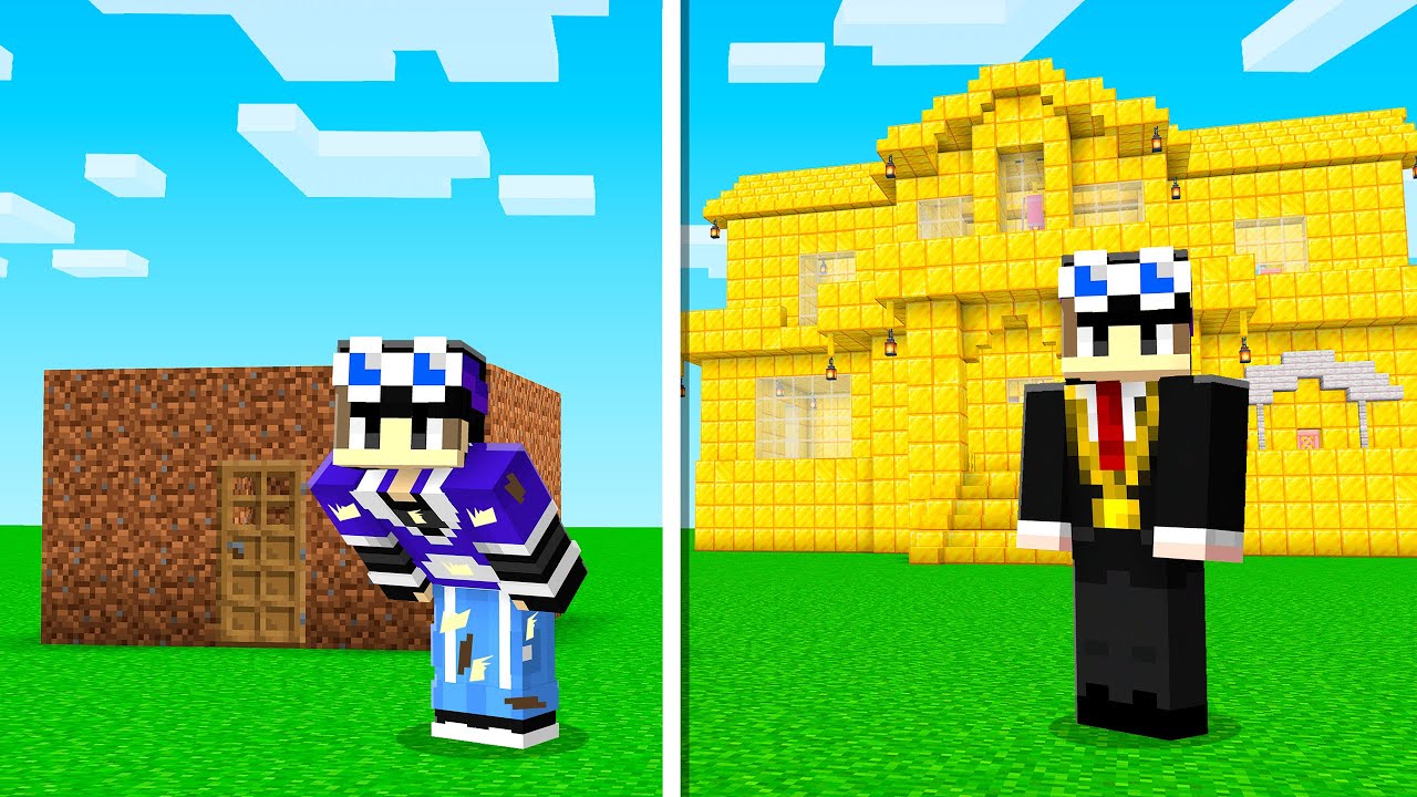 Evolui minha Casa de Terra para Ouro no Minecraft!
