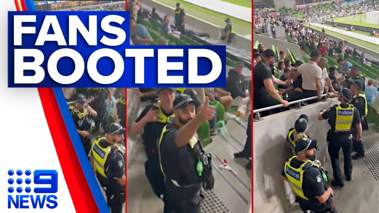 Twelve fans evicted from Melbourne A-League derby | 9 News Australia