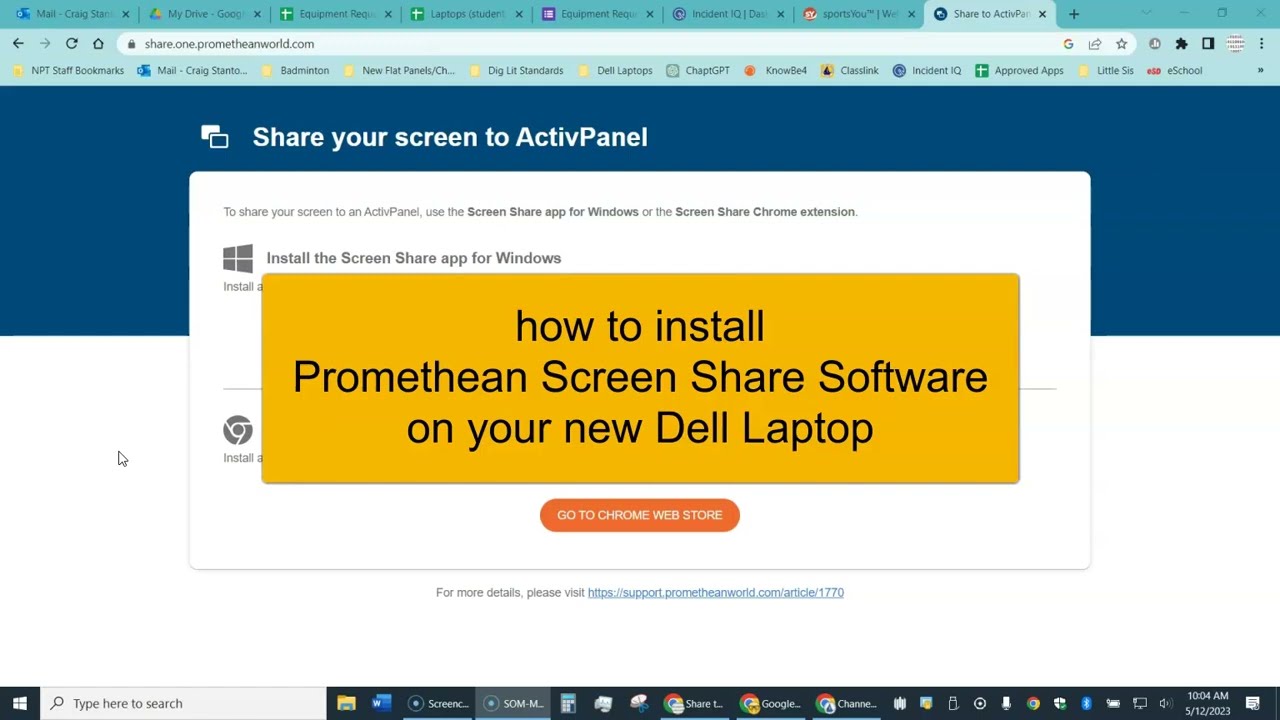 Staff Dell Laptop - how to download Promethean Screen Share Software