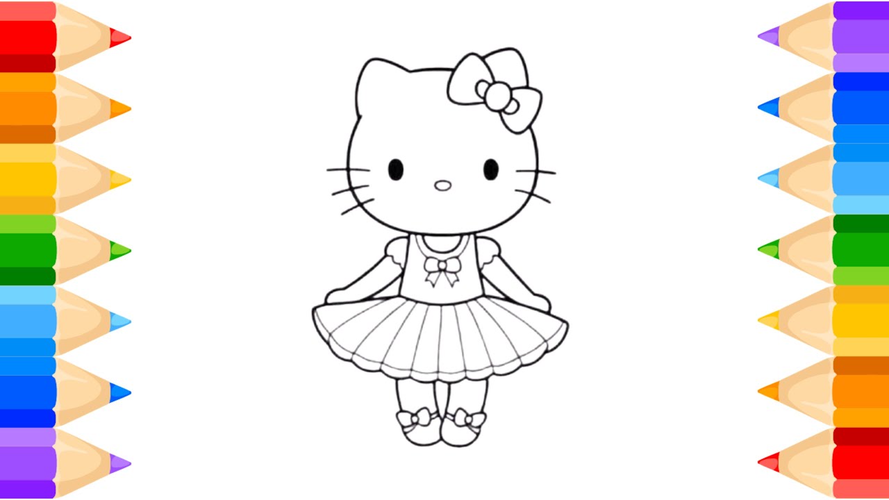 Как нарисовать Hello Kitty и рыбку. Рисование, раскрашивание и рисование для детей и малышей_🌈🎨@m...