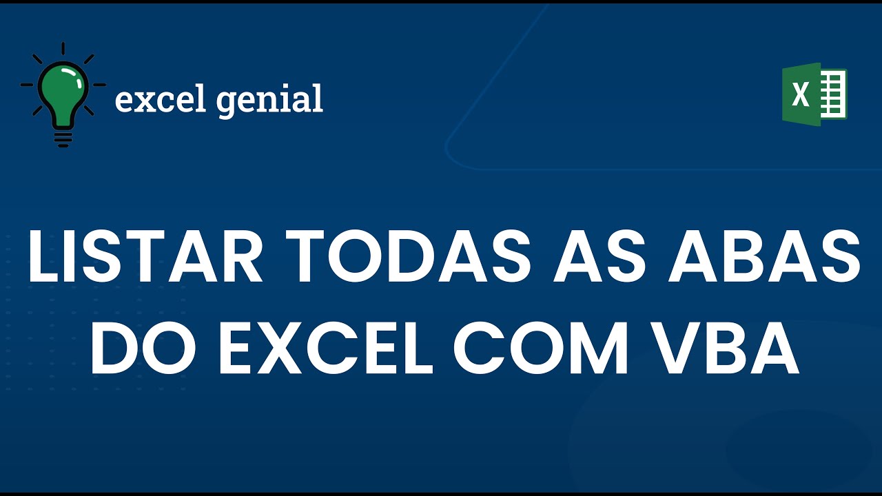 Listar todas as abas do Excel com VBA