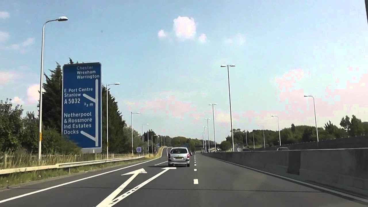 Driving Along The M53 Motorway From Wallasey To Chester, England 26th August 2013