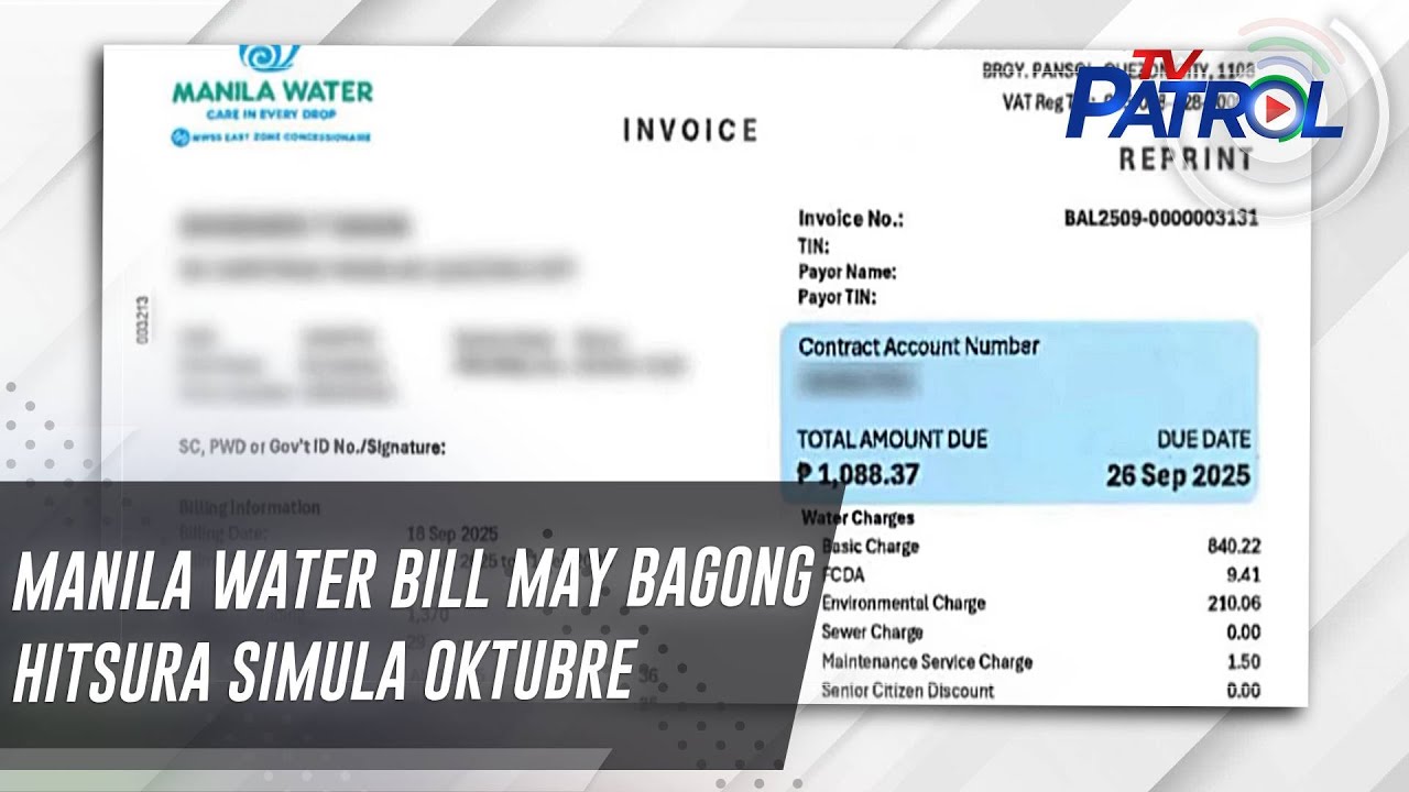 Manila Water bill may bagong hitsura simula Oktubre | TV Patrol