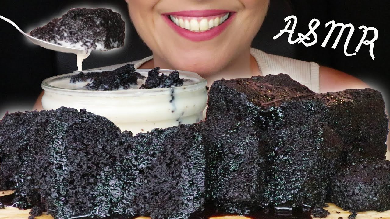 MOIST DARK CHOCOLATE CAKE & MILK 🎂 | No Talking | ASMR Mukbang - 먹방 | Real Eating Sounds