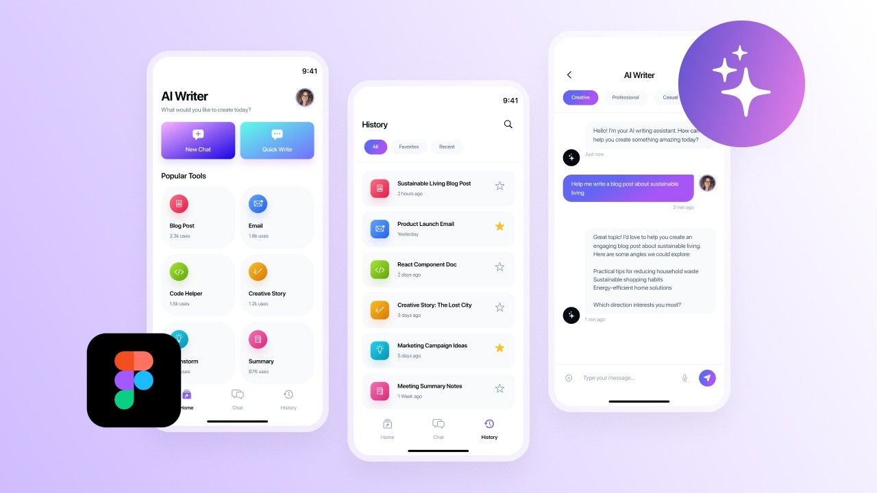 AI Writing App UI Design in Figma | Beginner Tutorial