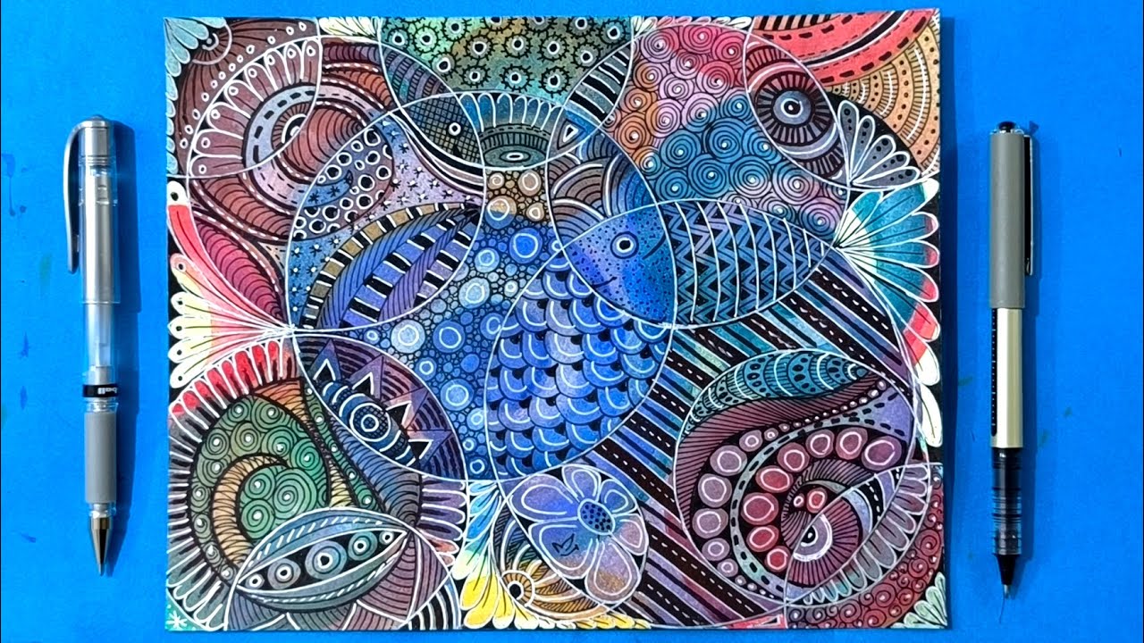 Relaxing Zentangle & Watercolor Doodles | Meditative Art Journey