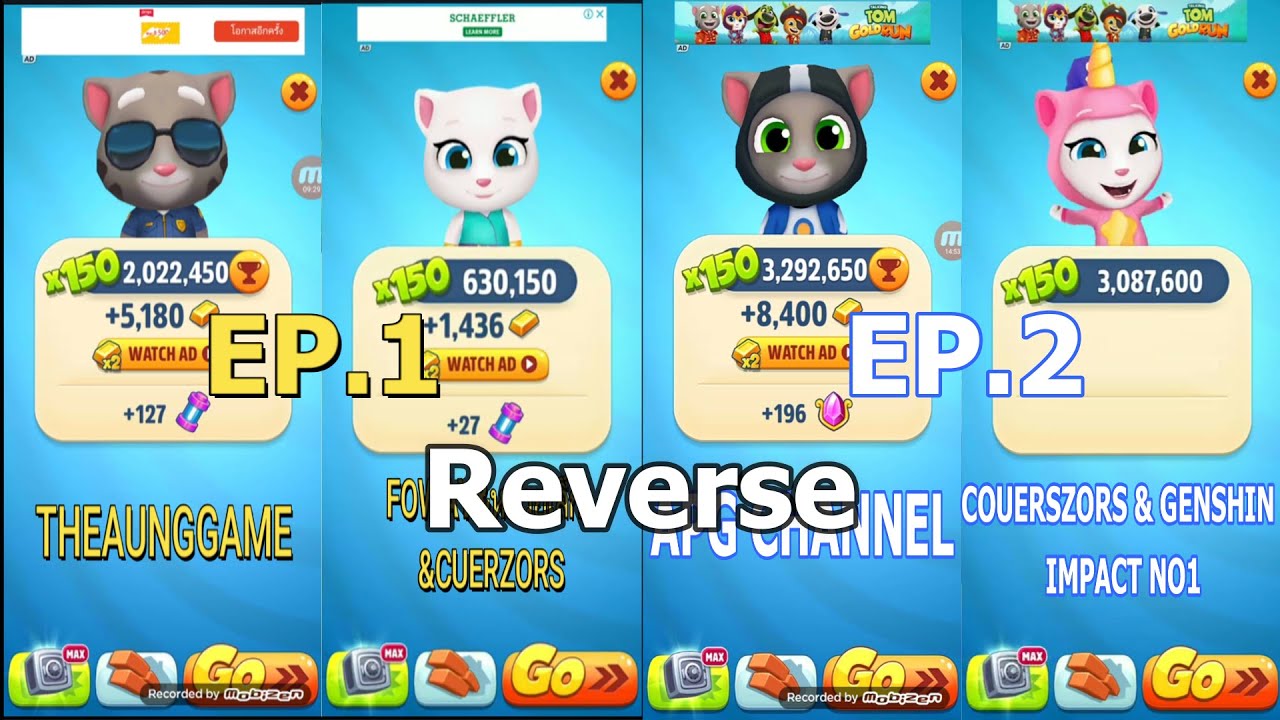 Talking Tom Gold Run (AUNG vs FOWAY) EP.1 vs EP.2 Reverse