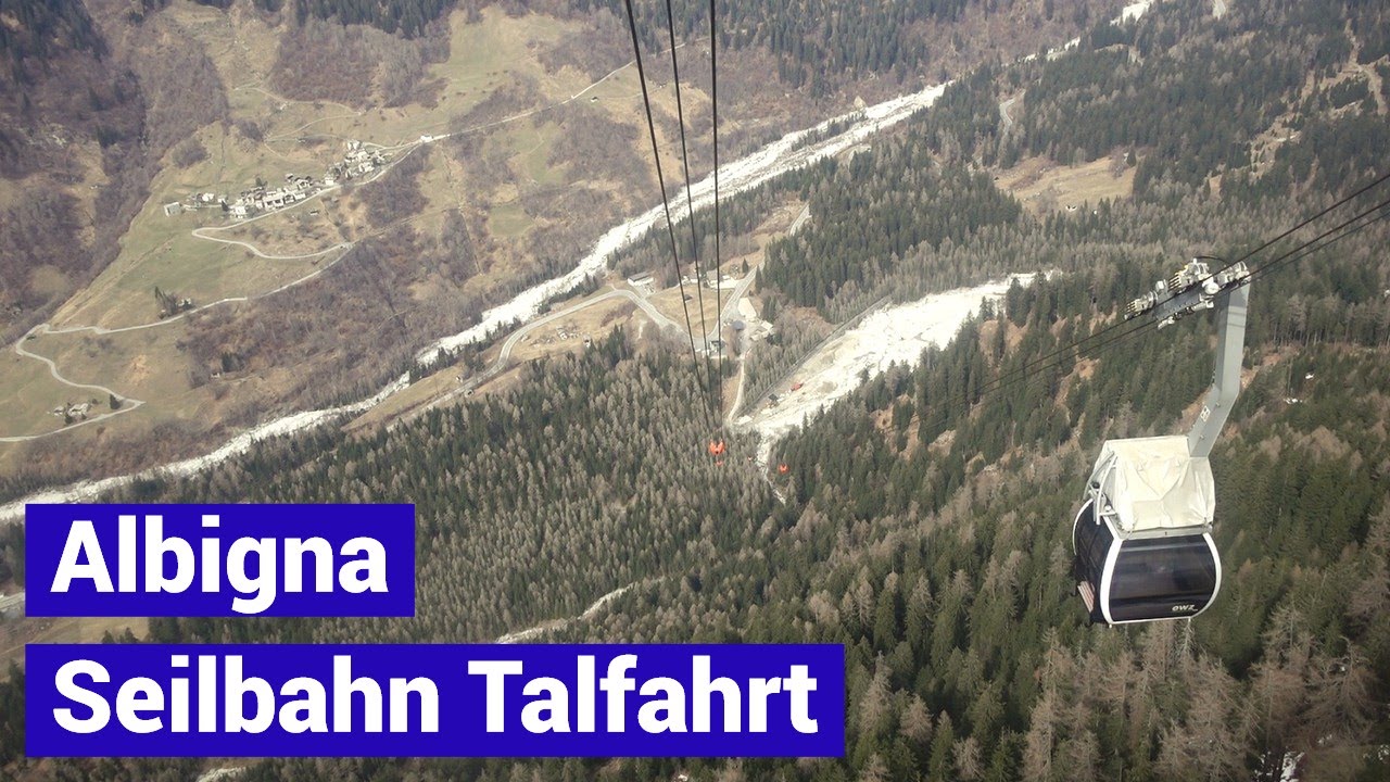 Luftseilbahn Staumauer Albigna Talfahrt 2023 funivia cablecar Schweiz Switzerland