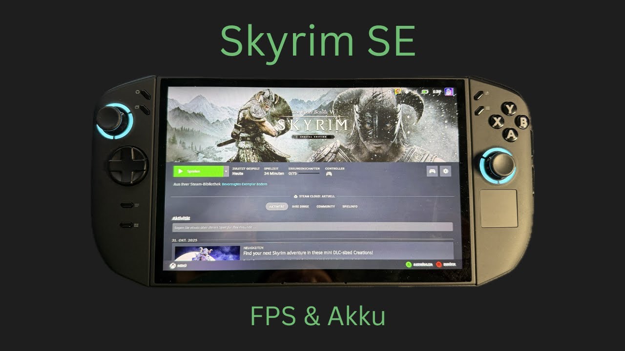 Skyrim Special Edition Legion Go 2 Z2 Extreme – Akku, Performance & FPS