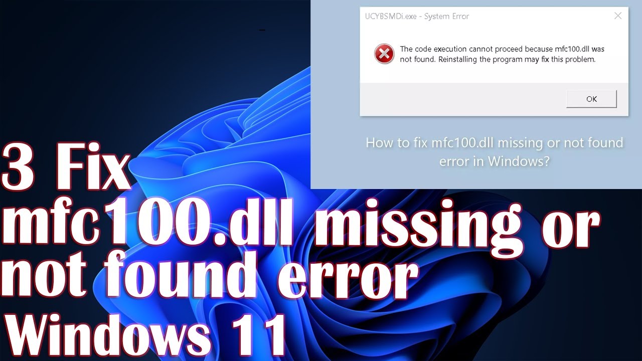 3 Fix mfc100.dll missing or not found error On Windows 11