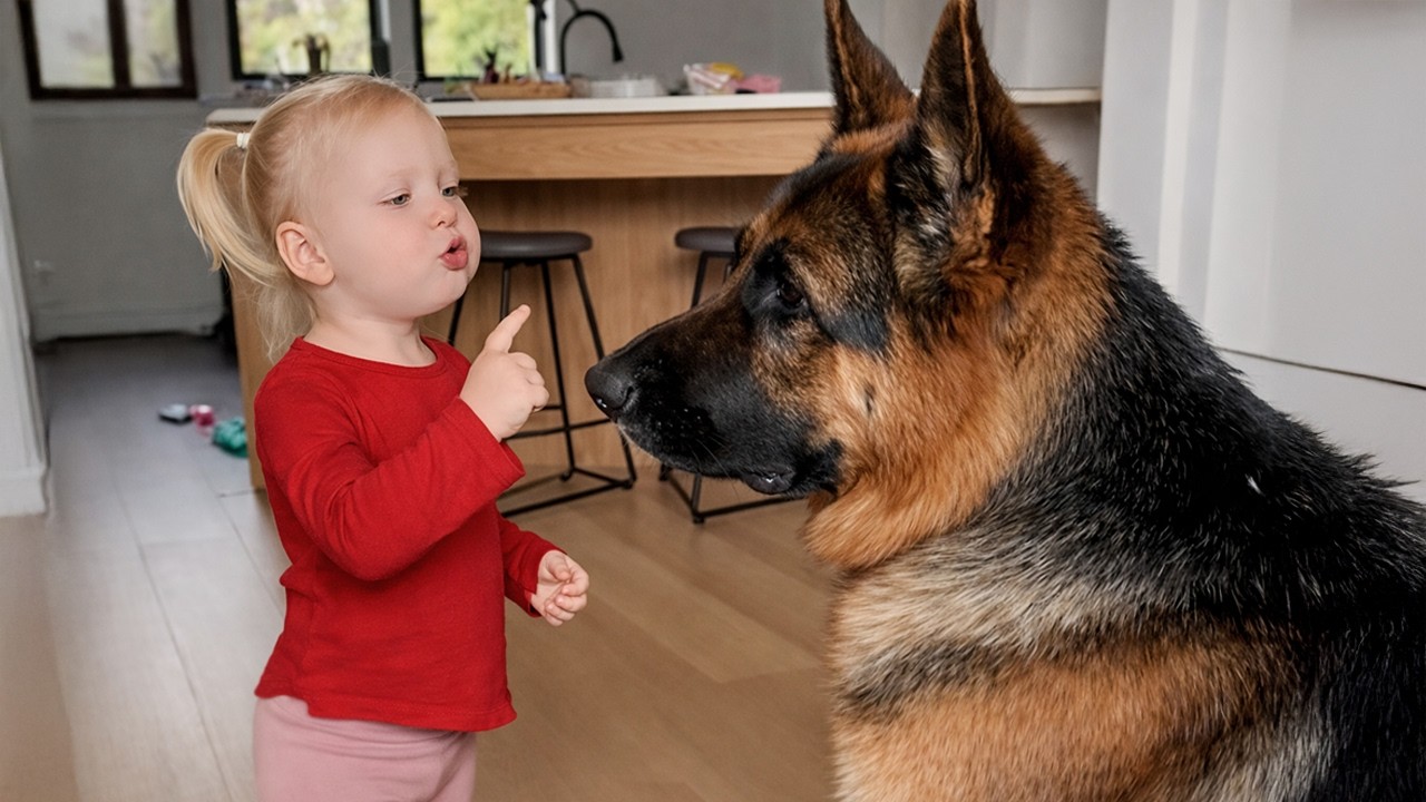 When Your Baby Touches the German Shepherd&hellip; Priceless Moment Ever! 😍