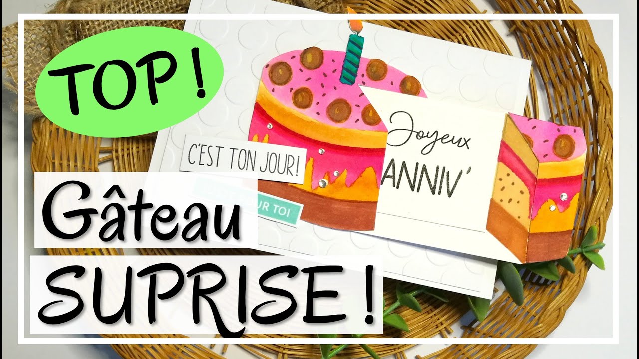 CARTE GÂTEAU SURPRISE !! Une part à découvrir ! A ESSAYER ! Tuto carte interactive DIY Scrapbooking