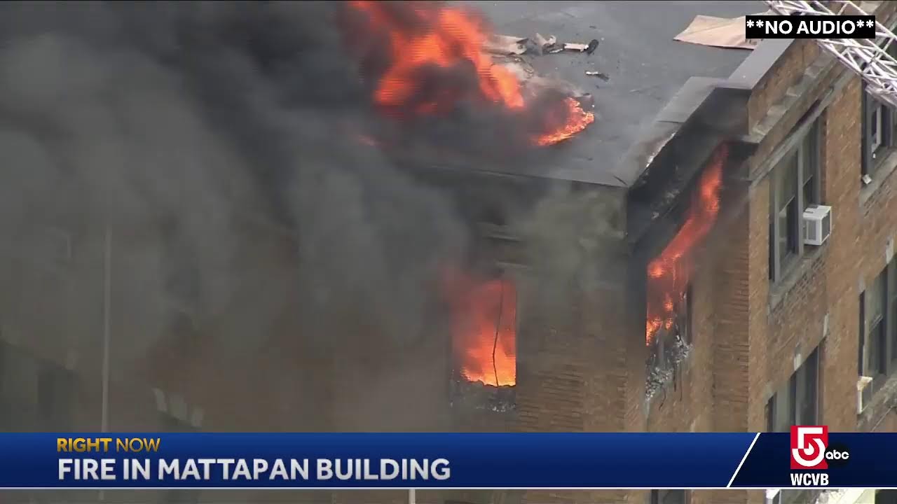 Firefighters are battling heavy flames in a Boston building
