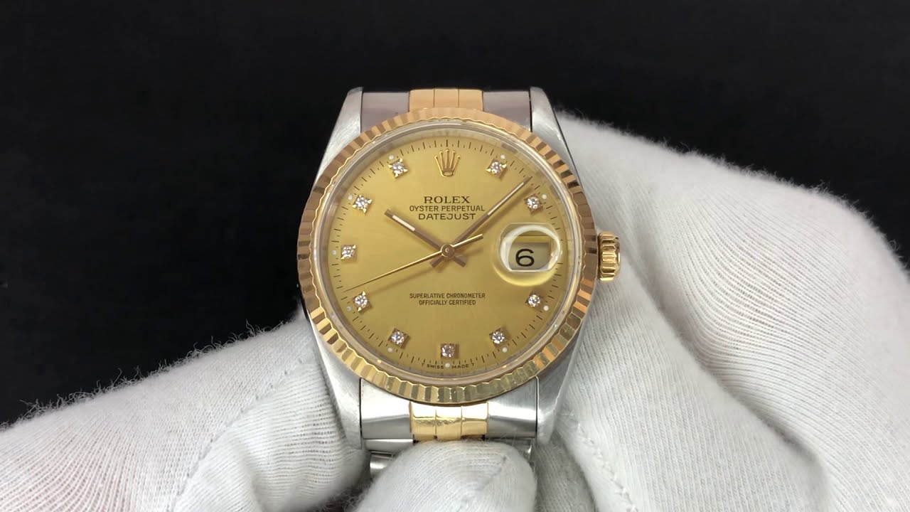 Rolex 16233 Datejust Oyster Perpetual Champagne Diamond Dial, 1990