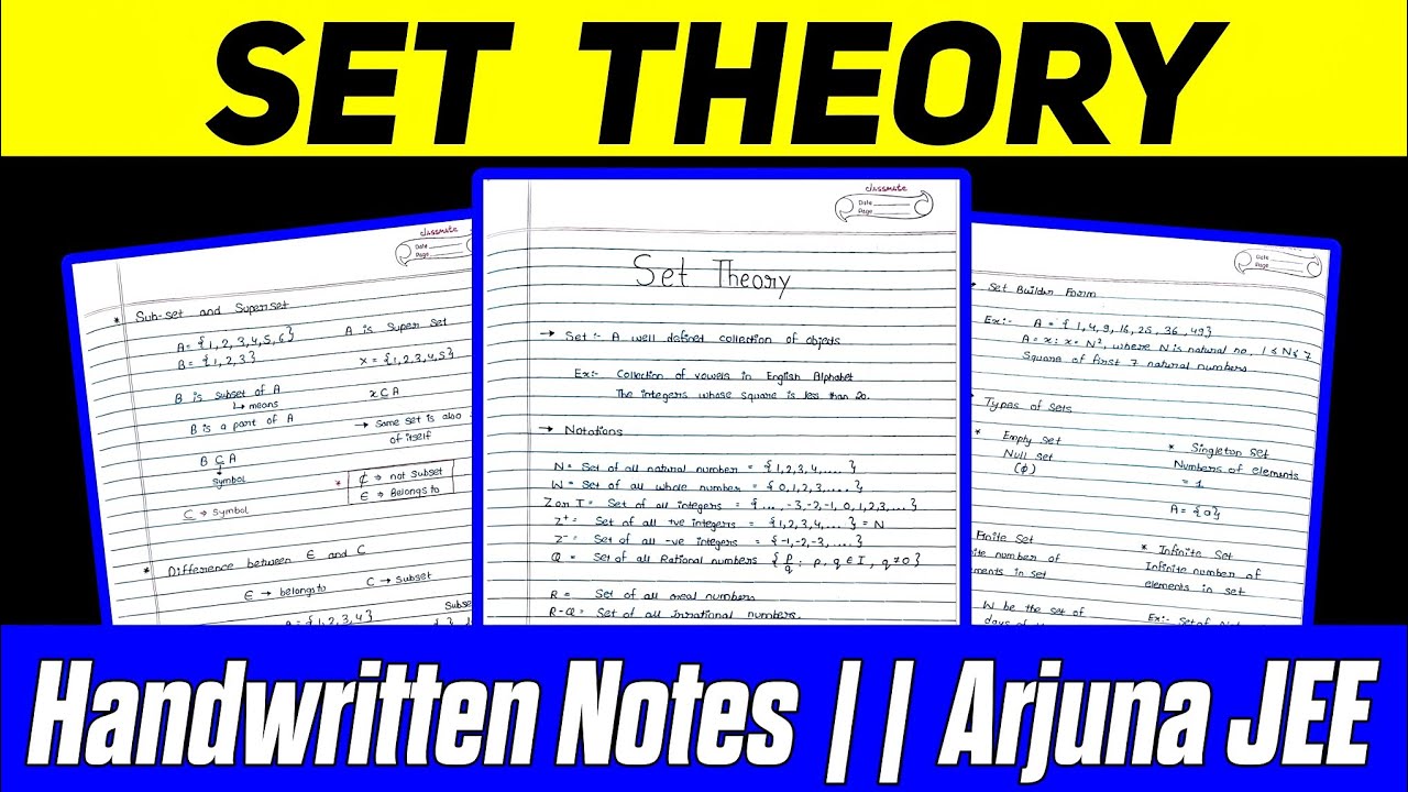 Arjuna JEE || Class 11th Set Theory  | Complete Chapter Handwritten Notes | Set Theory |