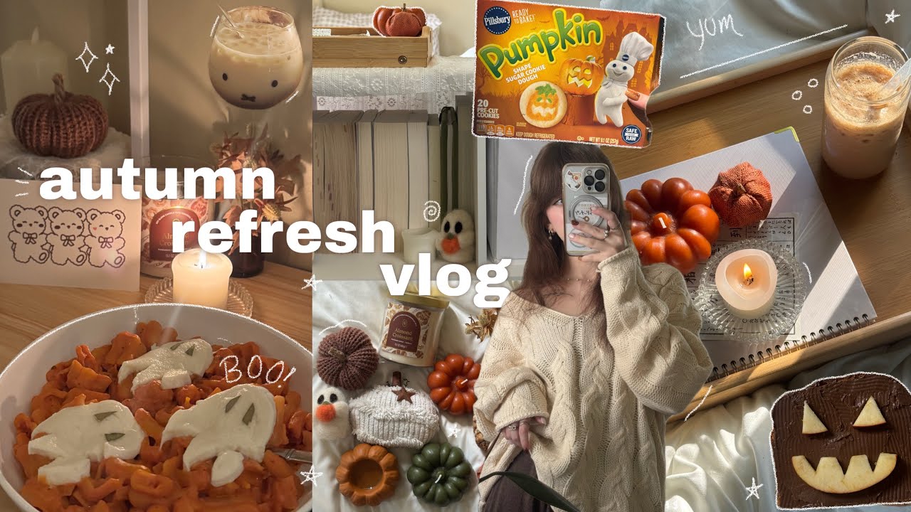 Уютный осенний видеоблог 🍂༘⋆꩜ осеннее украшение, выпечка, кафе, книжные магазины, никаких разговоров