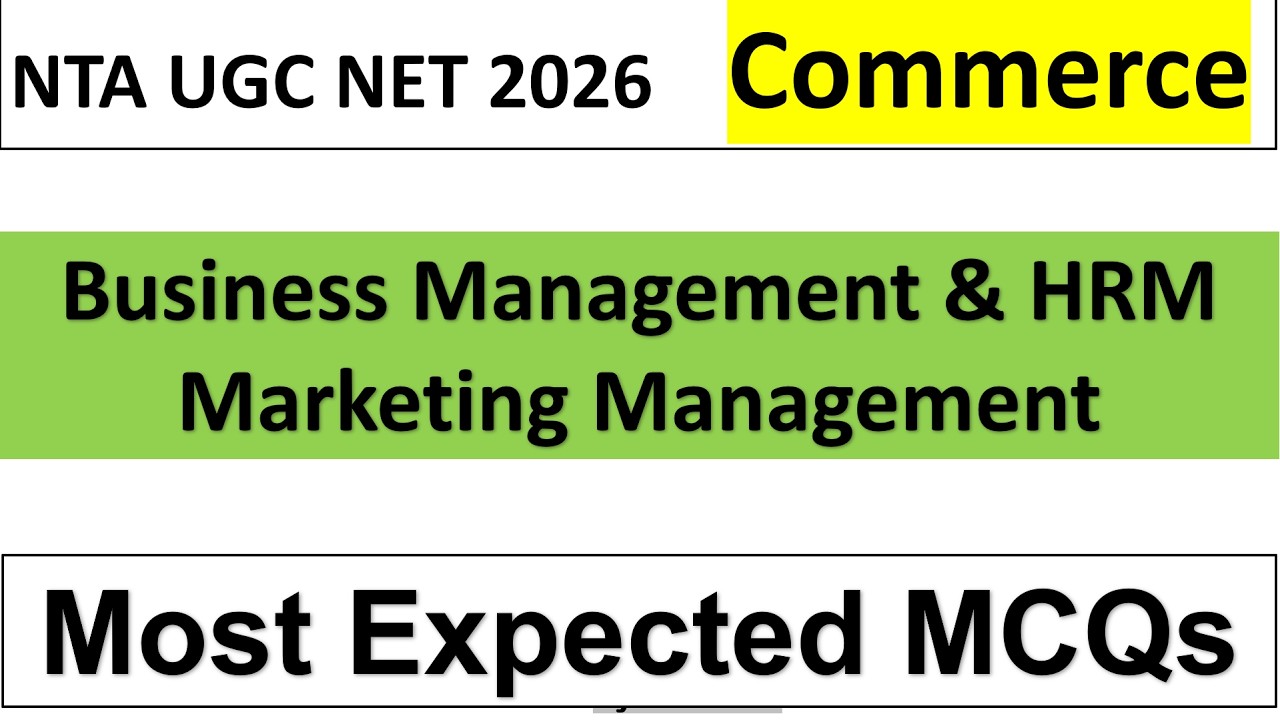 Most Expected MCQs on BMHRM & Marketing For UGC NET 2026| Commerce|