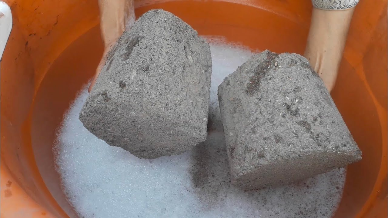 New sand clay shapes crumbling in lot's of Foamy water crumbling only ASMR💦💧📸