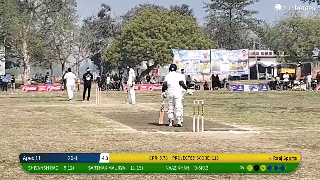 Raaj Sports vs Apex 11 live cricket match | Raaj Cup 2026 live - Niyazi Stadium Rajwapur Nindaura