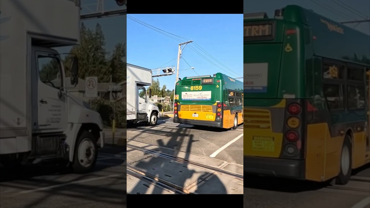 Articulated King County Metro Bus Truck Driving School Car Navigating🚂Railroad🚂Tracks🚂ASMR [USA]