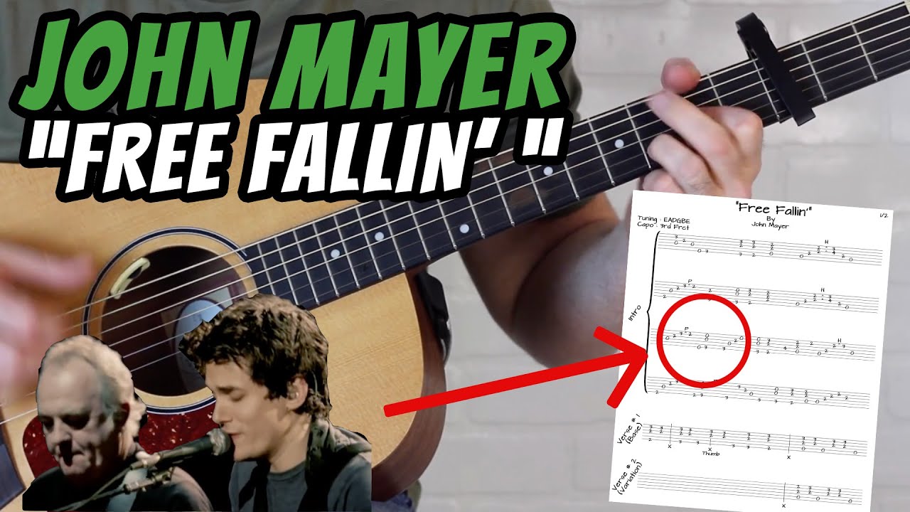 Free Fallin' Guitar Tutorial | John Mayer Guitar Lesson (COVER OF THE LATE  TOM PETTY'S CLASSIC)