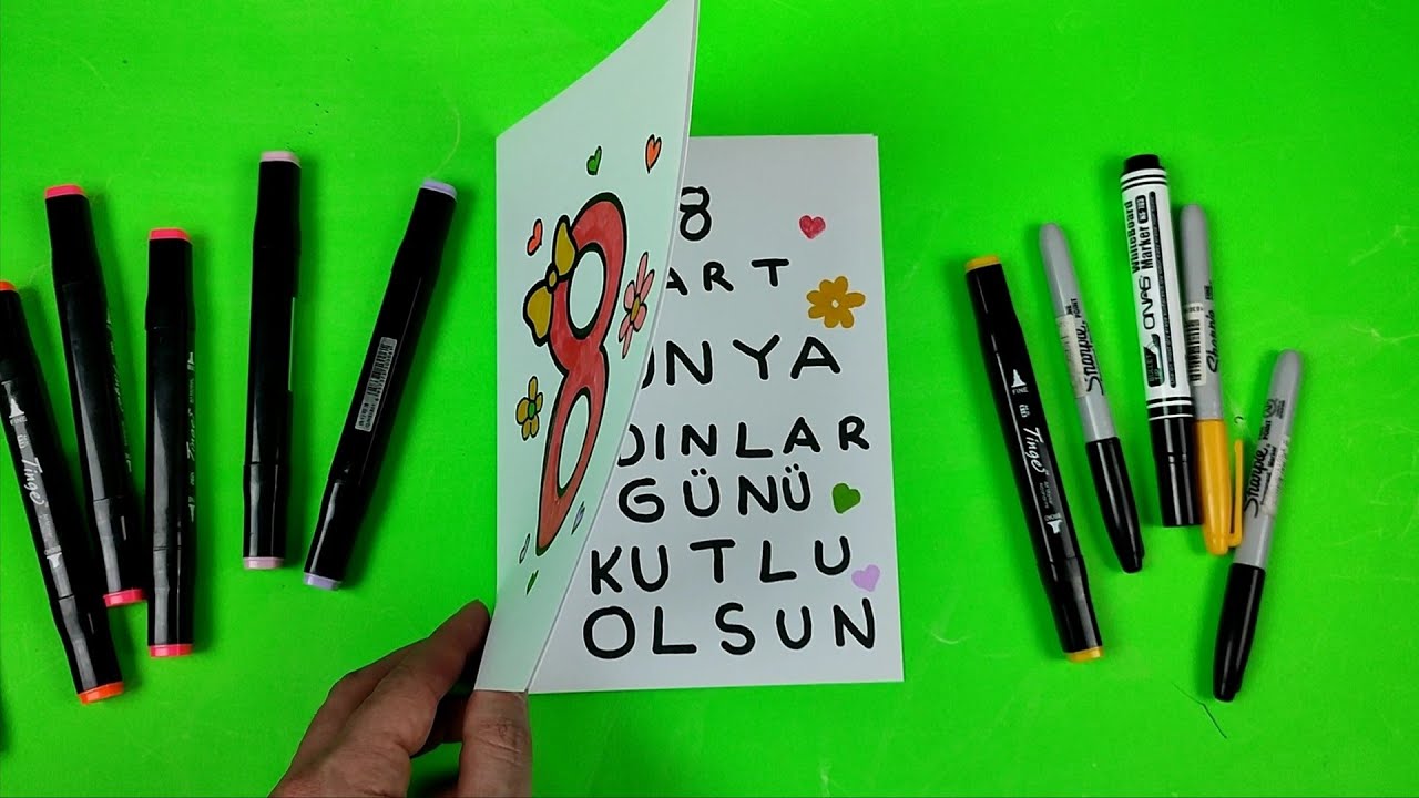 8 Mart Dünya Kadınlar Günü Sürpriz Kart Resmi Çizimi Kolay, 8 Mart Dünya Kadınlar Resim Çizimleri