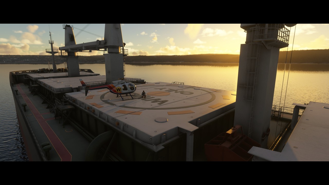 Slot 8a - Oslo ENGM - H500C Heli Sightseeing - ContainerShip/Soccer Stadium
