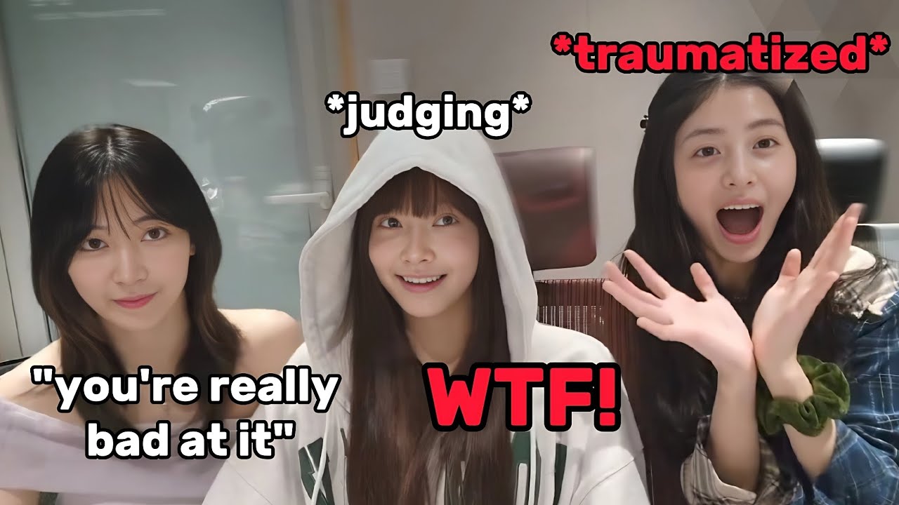 EUNCHAE not letting her unnies escape from doing aegyo (YUNJIN is traumatized)