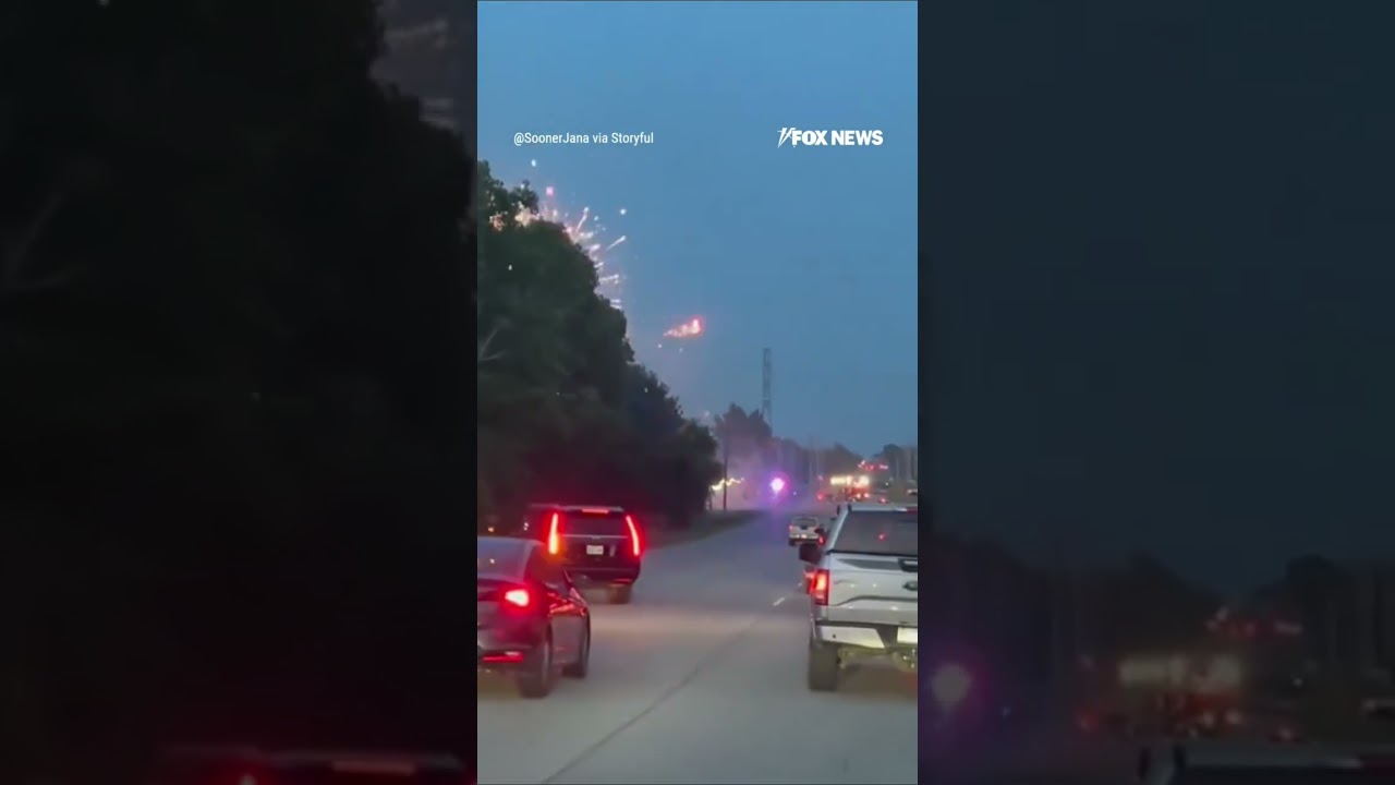 SEE IT: Fireworks stand goes up in FLAMES #foxnews #news #shorts #fireworks #oklahoma #road
