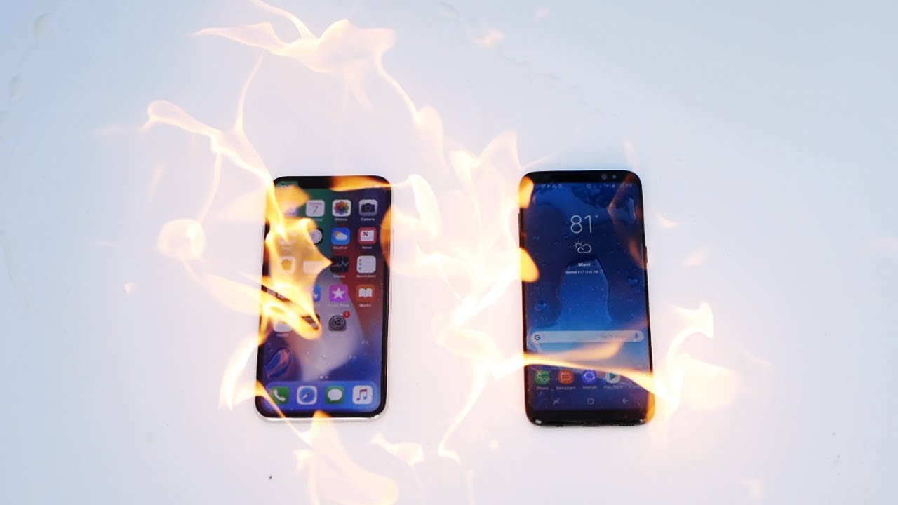 iPhone X vs Samsung Galaxy S8 Fire Burn Test! - What Will Happen?