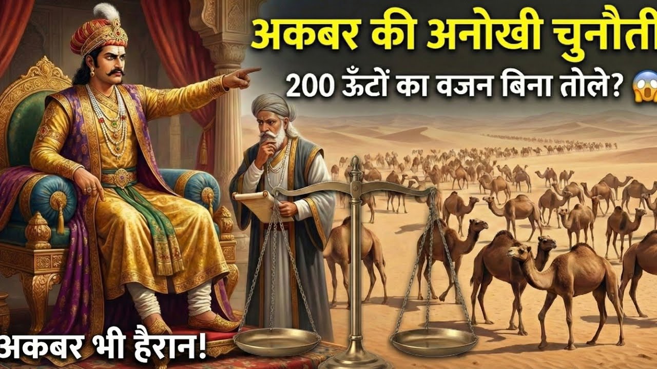 क्या बिना तराज़ू 200 ऊँटों का वजन बताया जा सकता है?अकबर–बीरबल की अनोखी कहानी | akber birbal story 