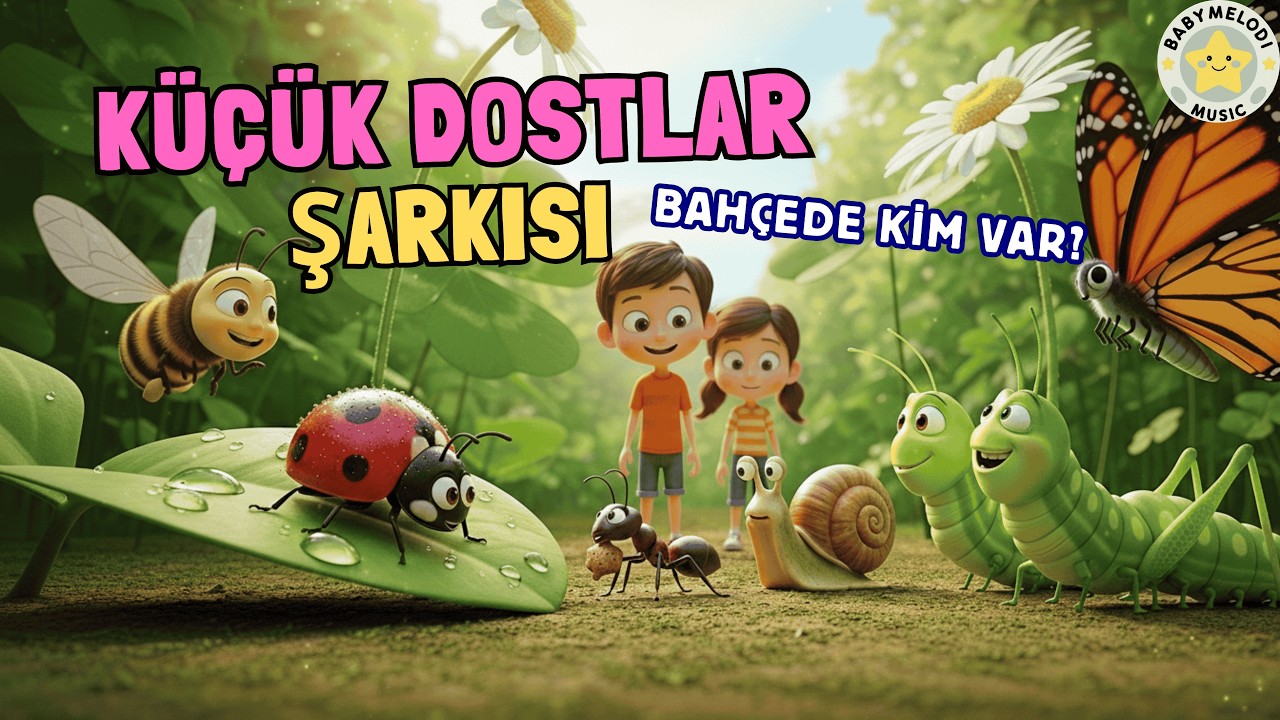 Küçük Dostlar Şarkısı 🐝 Bahçede Kimler Var? | Arı, Uğur Böceği, Tırtıl, Kelebek | BabyMelodi Music