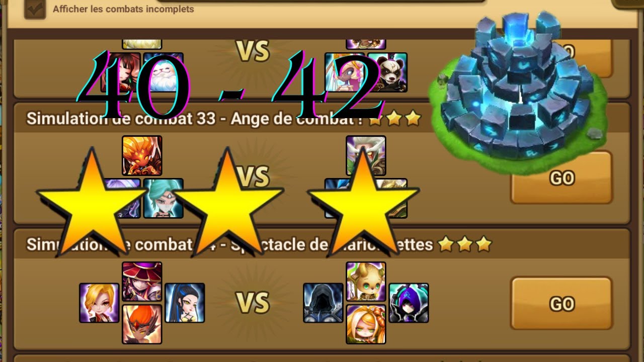 TUTO SIMULATION DE COMBAT STAGE 40 - 42 FULL 3 ÉTOILES !! #summonerswar #tutorial