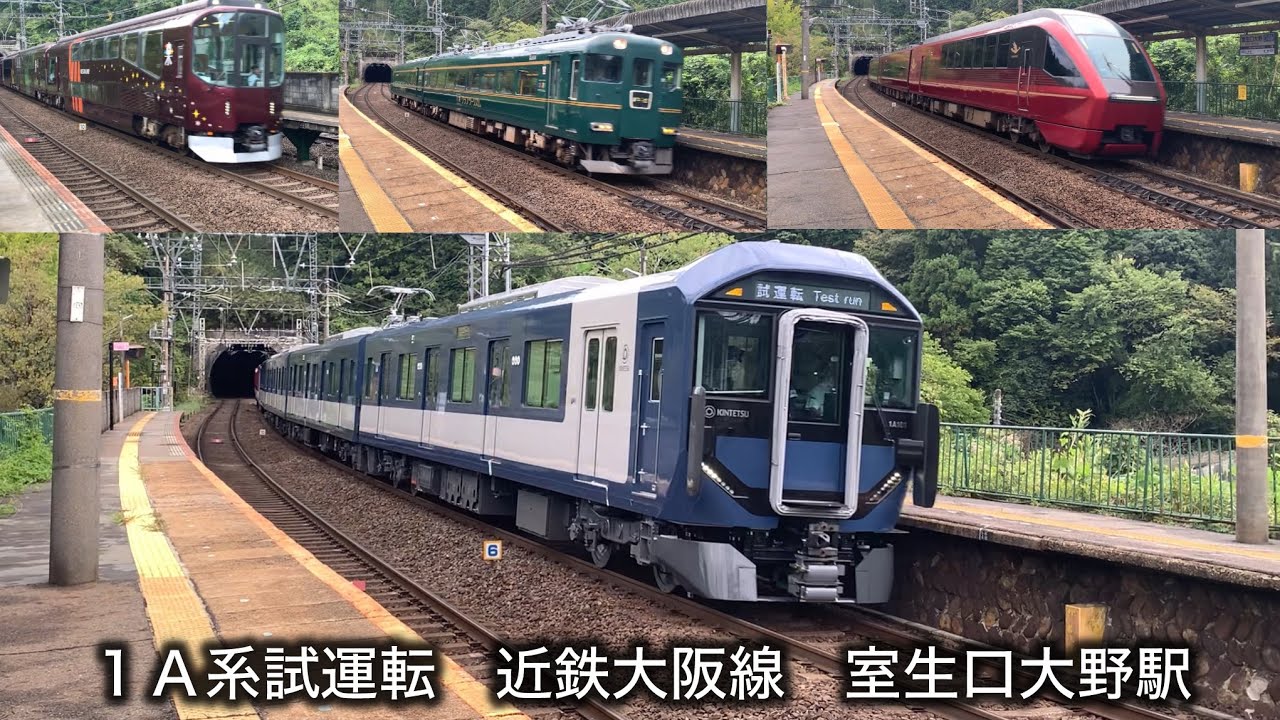 ［近鉄大阪線　室生口大野駅］１Ａ系　団体貸切　看板特急が通過