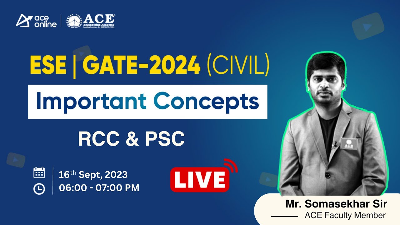 RCC & PSC | Important Concepts for GATE & ESE 2024 (Civil Engg.) | ACE Online Live