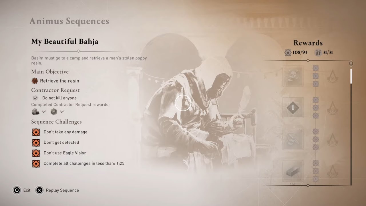 AC Mirage: My Beautiful Bahja Animus Sequences Challenges