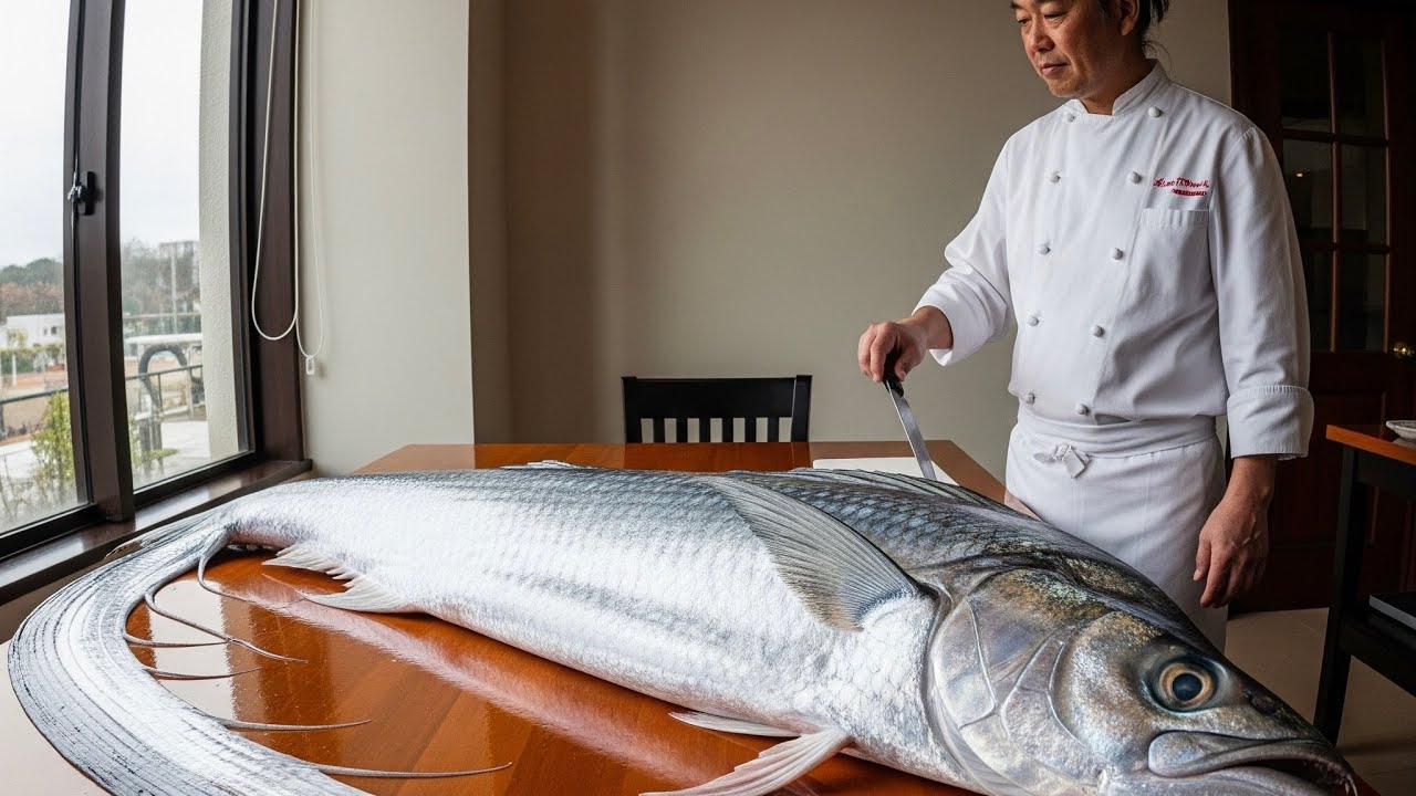 The Rare Ribbonfish Swims With Its Head Up And Tail Down!
